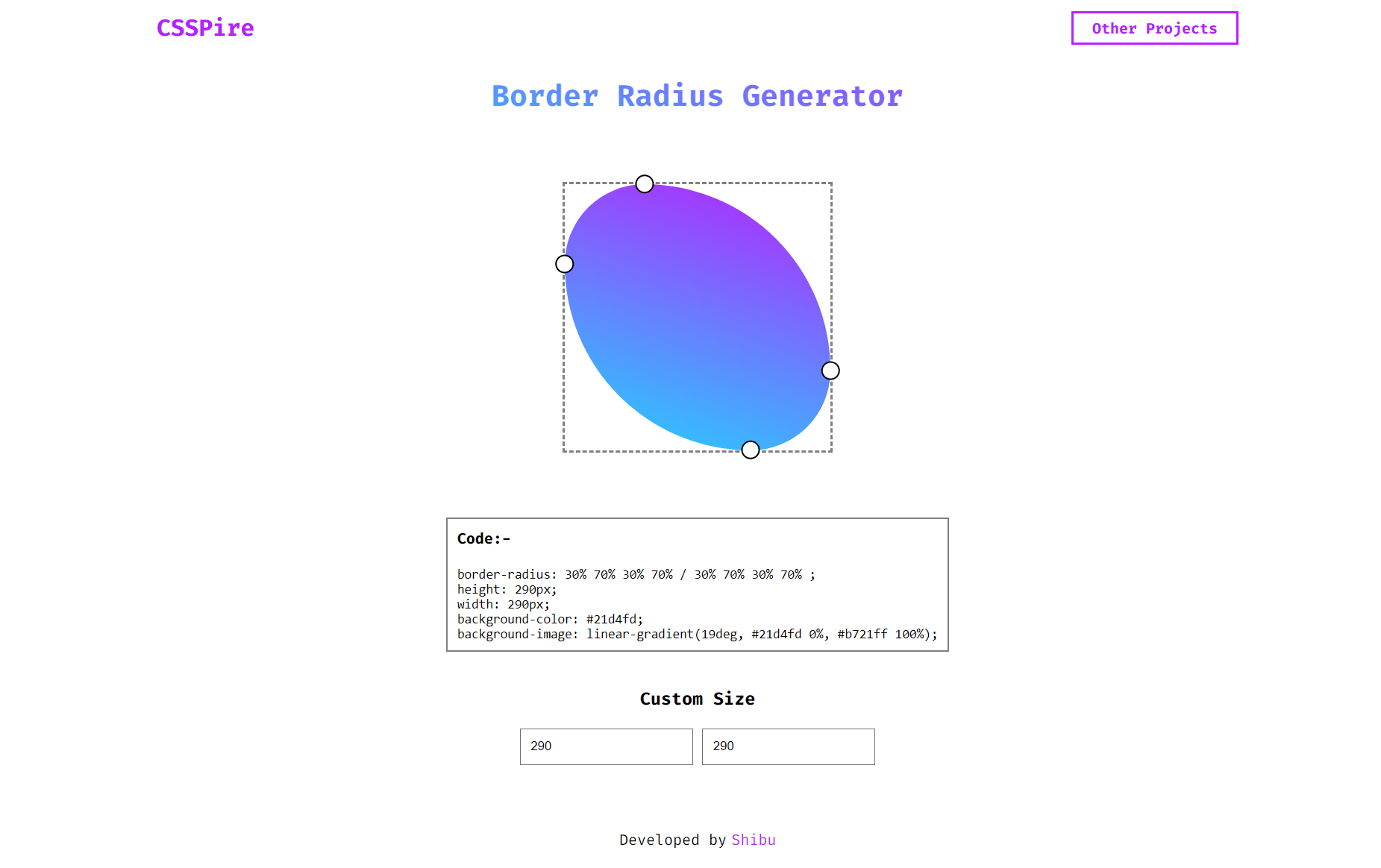 CSS border-radius Generator